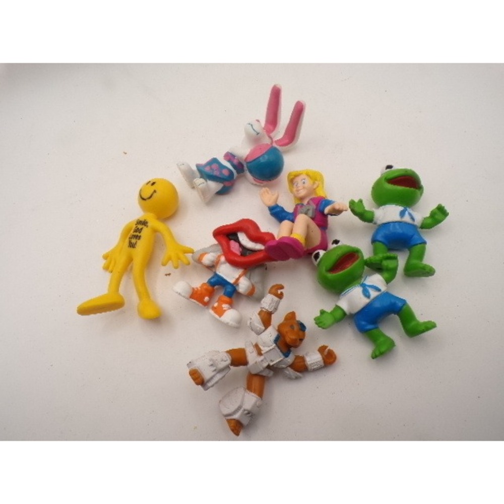 Vintage PVC Mini Figure Lot Kermit the Frog Smiley Face Retro Toy Collection 7pc